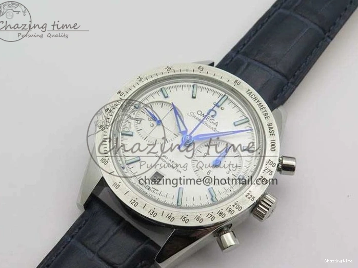 0126 AllSeason Speedmaster ’57 Co-Axial OMF 1:1 Best Edition White Dial Blue Markers A9300 (Free Leather Strap) 8132